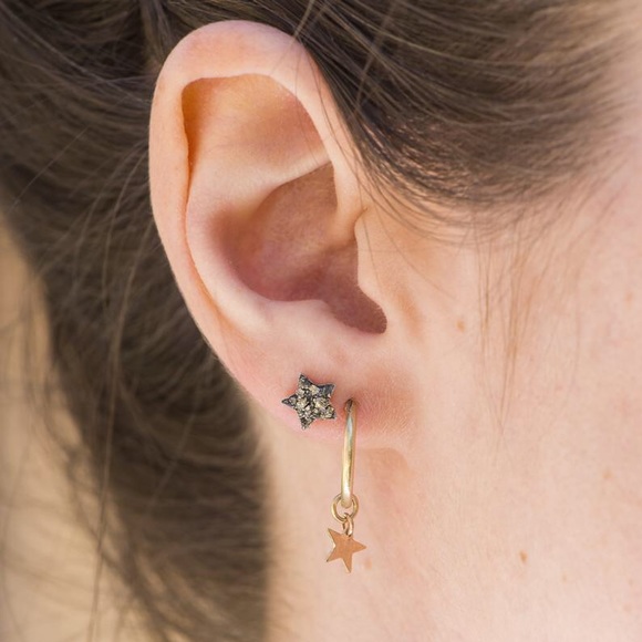 Gold Crystal Moon & Stars Hoop Earring 2pc Set - Picture 4 of 6